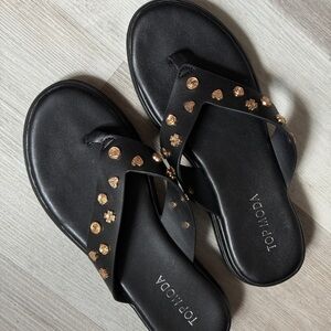Black and Gold Studded Sandals
